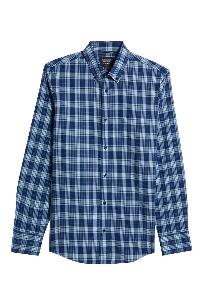 Tech-Smart Regular Fit Walter Plaid Button-Down Shirt, Alternate, color, BLUE ESTATE WALTER PLAID