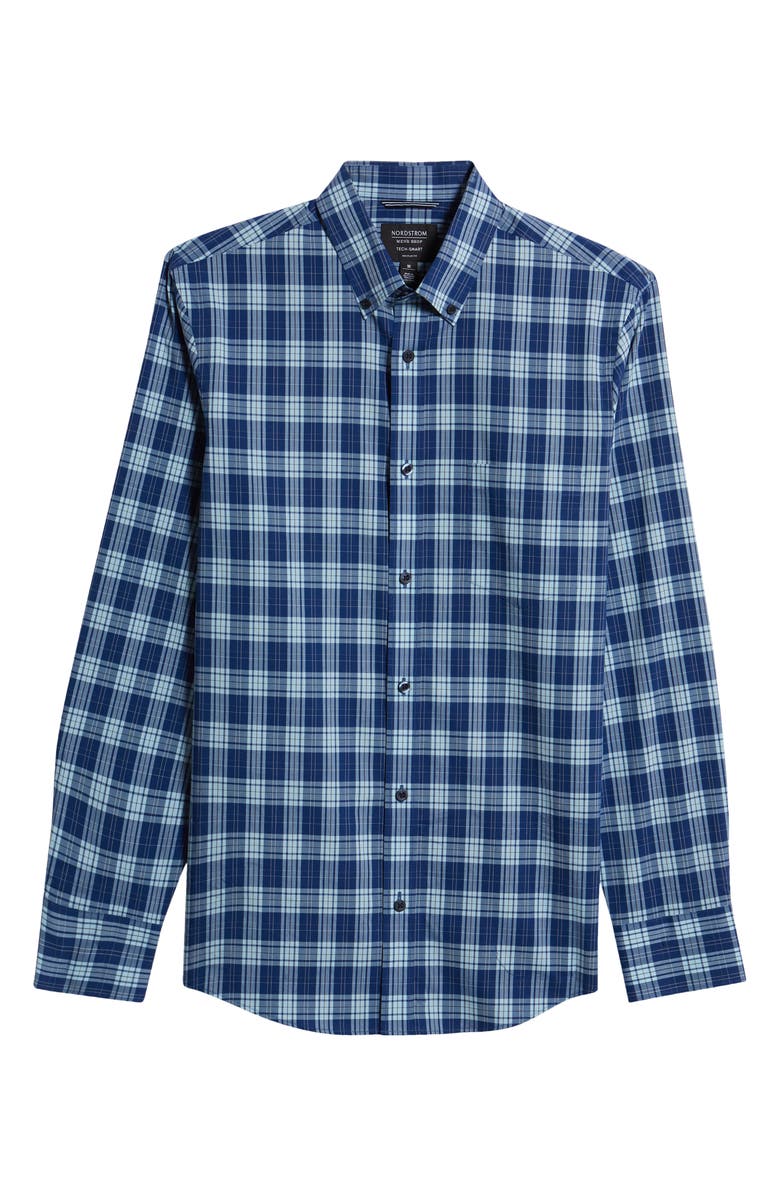 NORDSTROM MEN'S SHOP Tech-Smart Regular Fit Walter Plaid Button-Down Shirt, Alternate, color, 