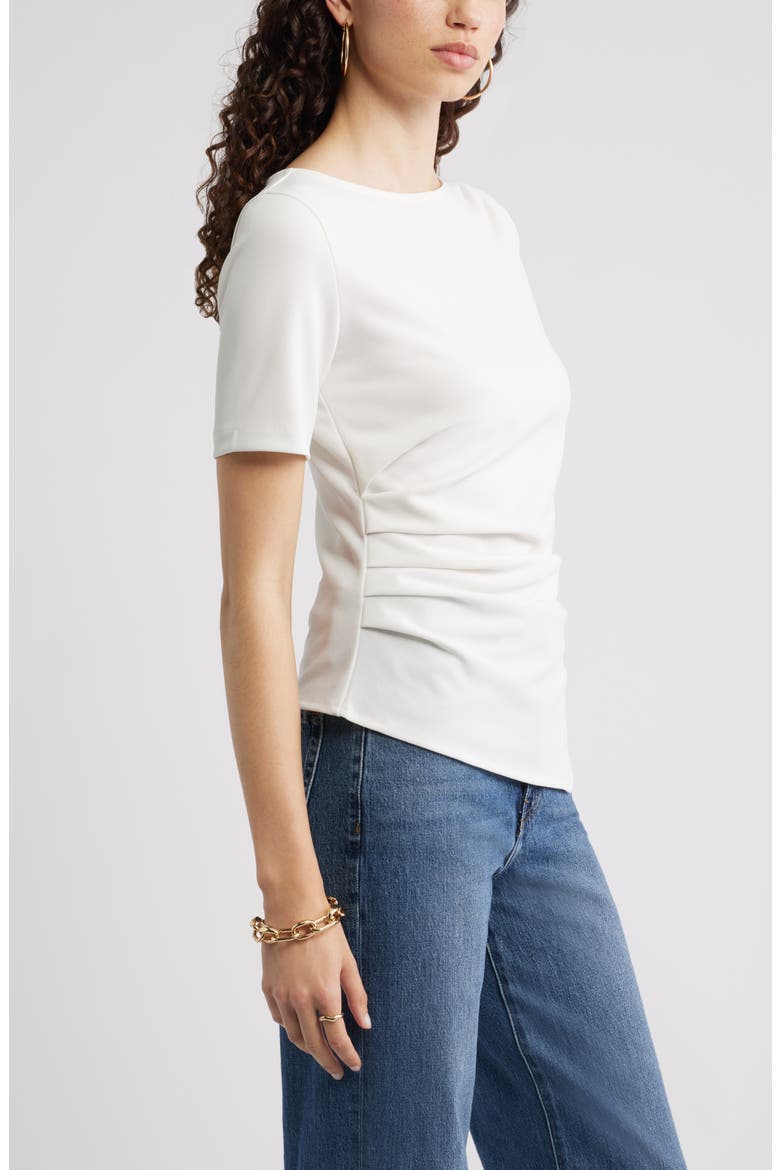 Asymmetric Gathered Tee, Alternate, color, IVORY TOFU