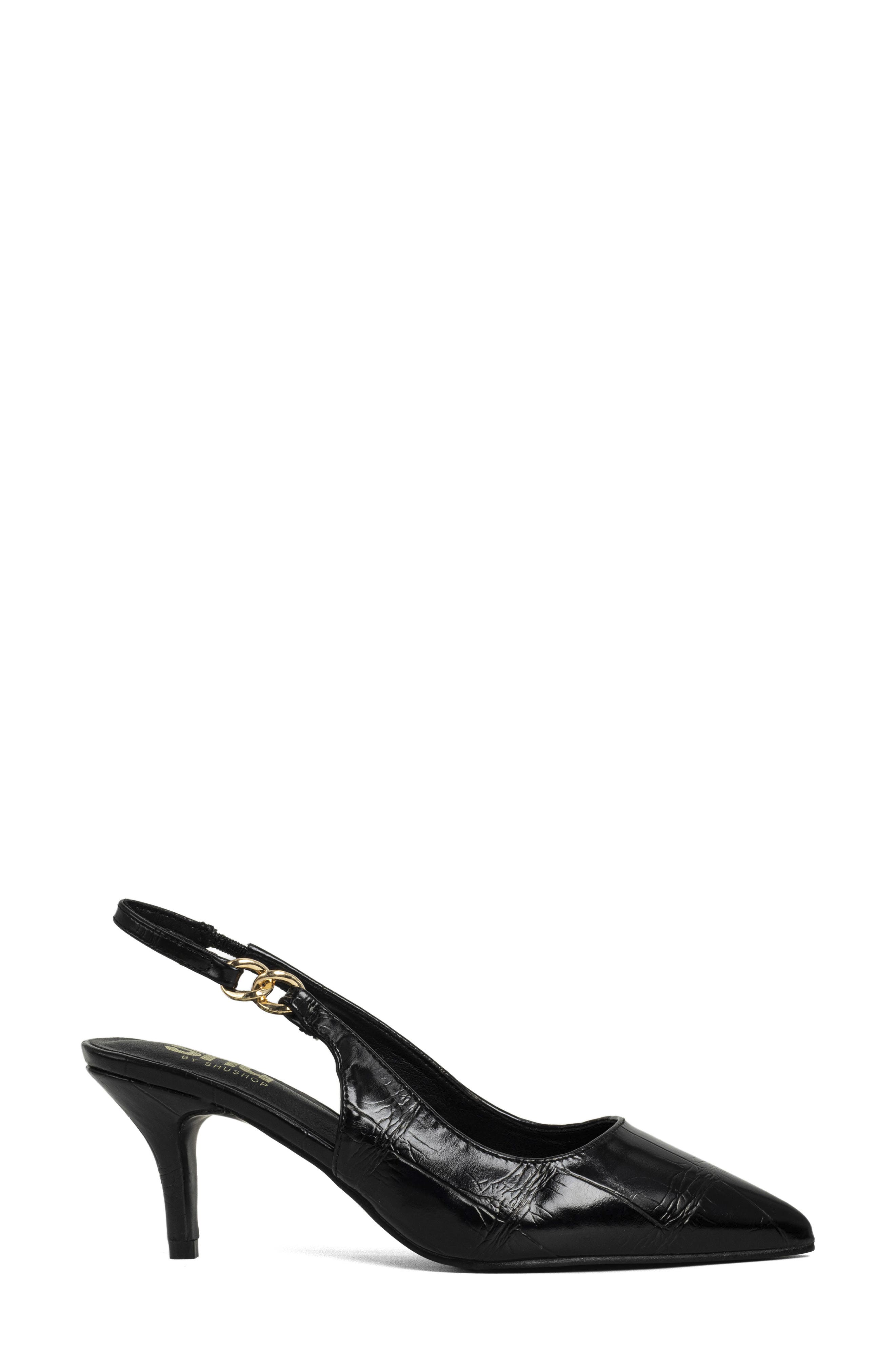 Nigella Pointed Toe Slingback Pump, Alternate, color, BLACK CROCO