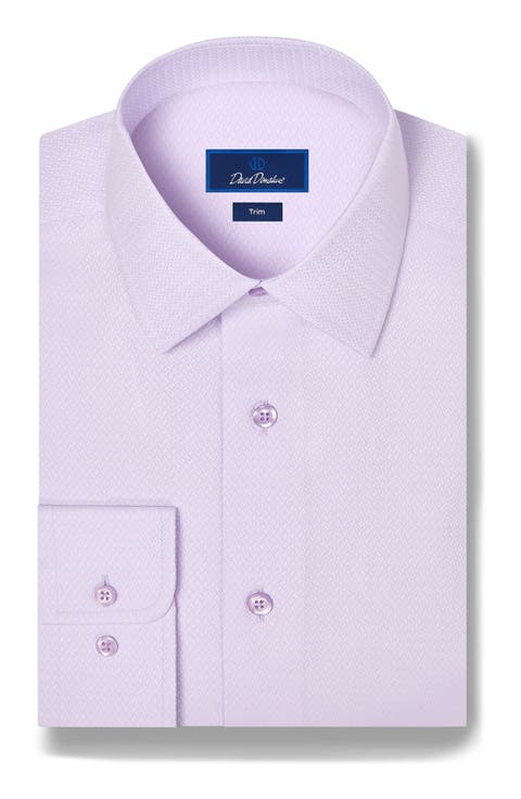 Trim Fit Textured Cotton Dress Shirt