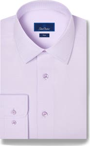 David Donahue Trim Fit Textured Cotton Dress Shirt