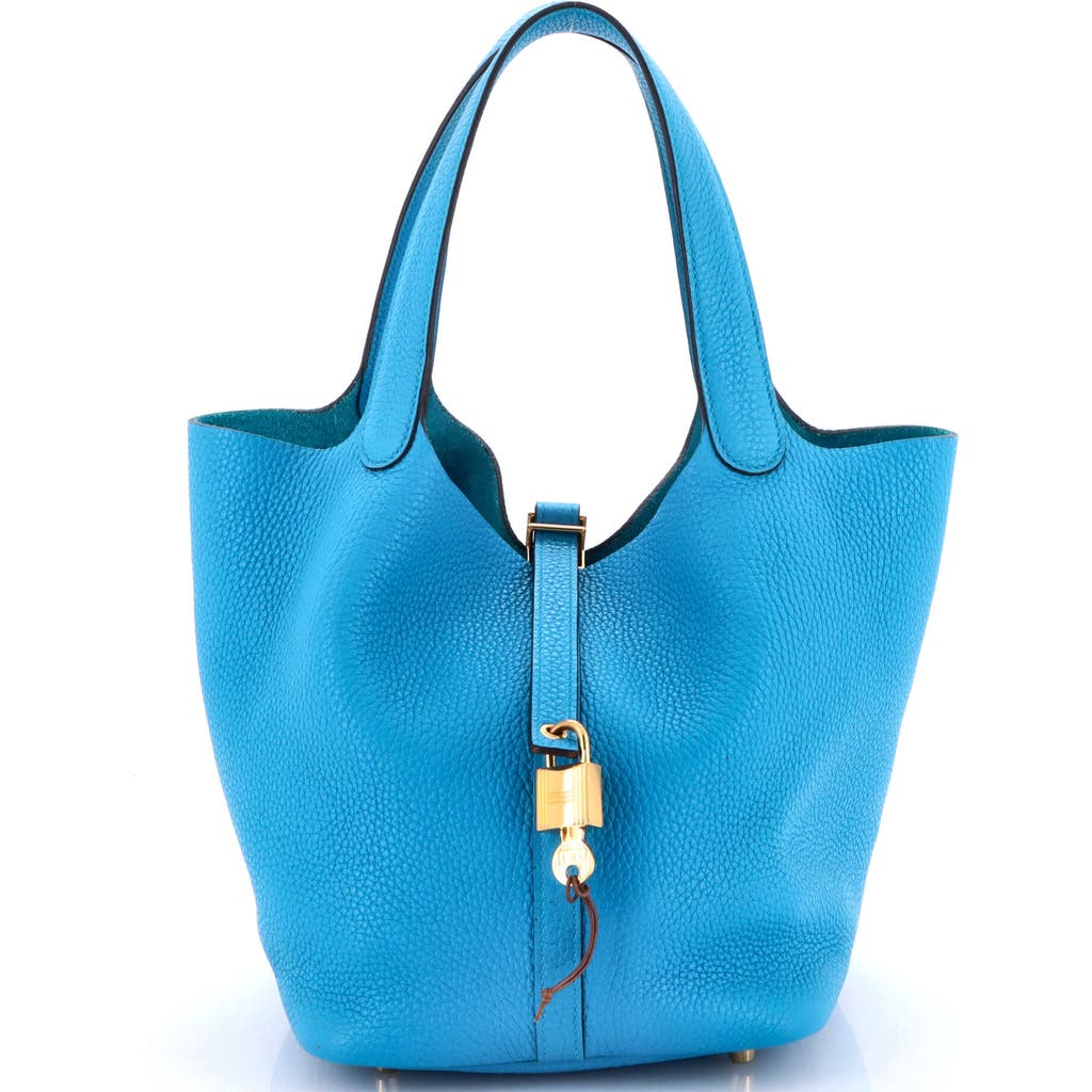Pre-owned Hermes Hermes Picotin Lock Bag Clemence Mm In Blue