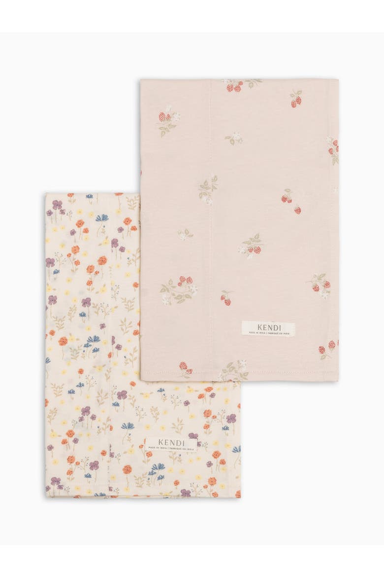 Organic 2-Pack Burp Cloth Set, Main, color, Margot Floral + Raspberries