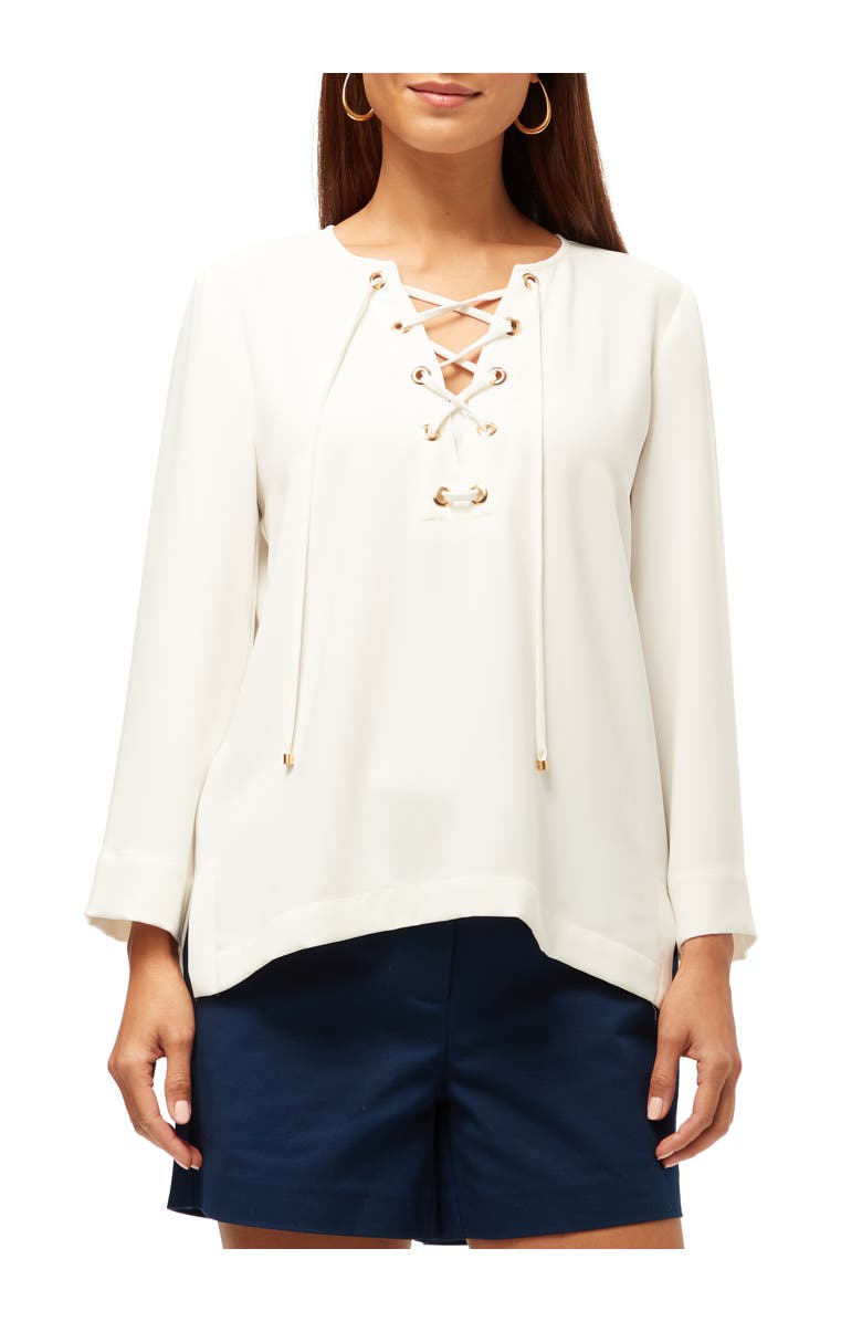 Trina Turk Catamaran Lace Up Top, Main, color, 