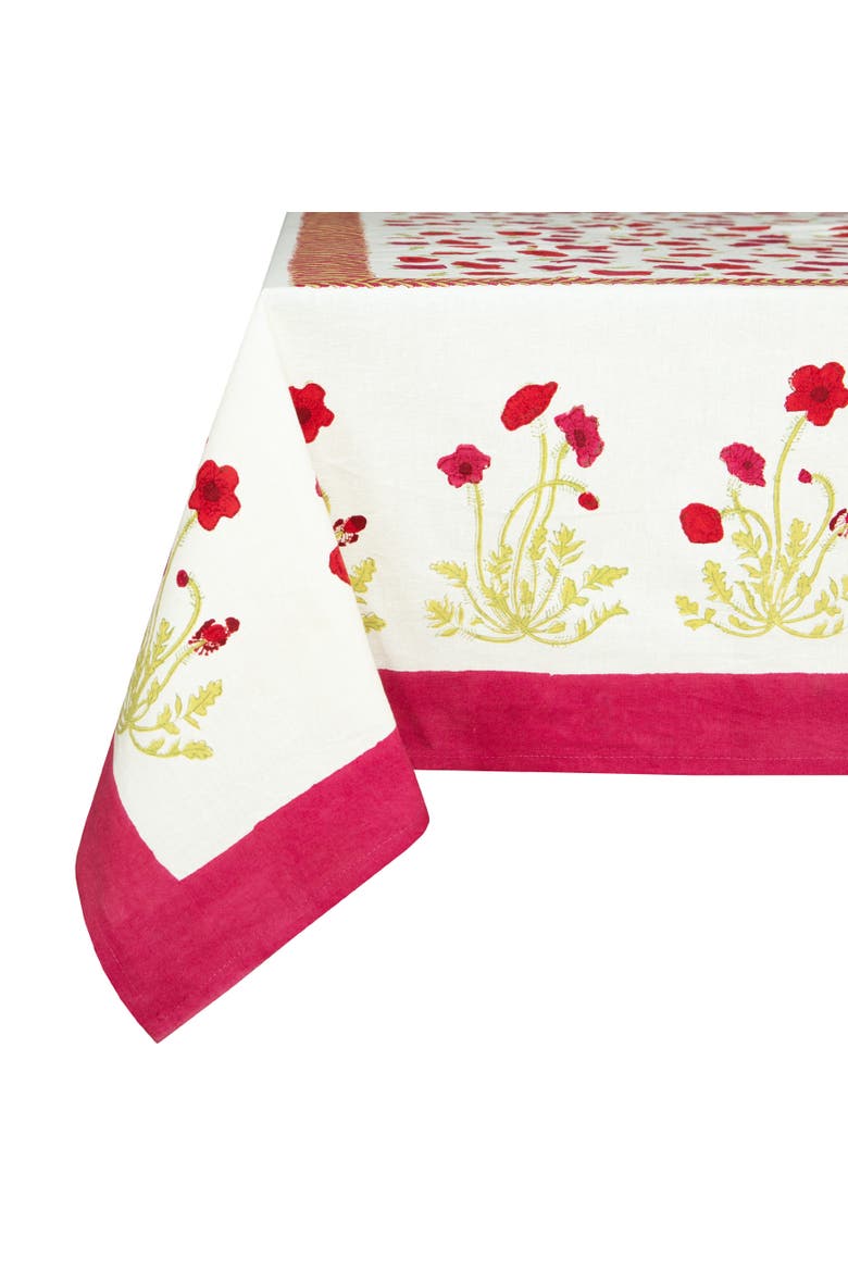Poppies Tablecloth, Alternate, color, Red/Green 90" x 90"