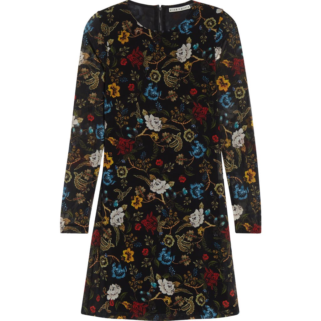 Alice And Olivia Delora Floral Print Mini Dress In Multi