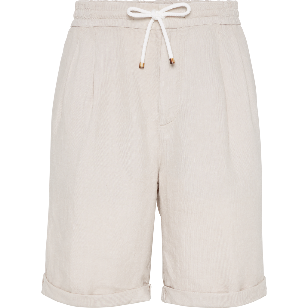 Brunello Cucinelli Linen Drawstring Bermuda Shorts In Yuta