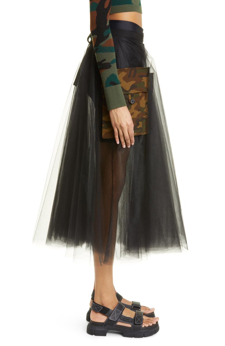 MONSE Cargo Pocket Tulle Circle Skirt, Alternate, color, 