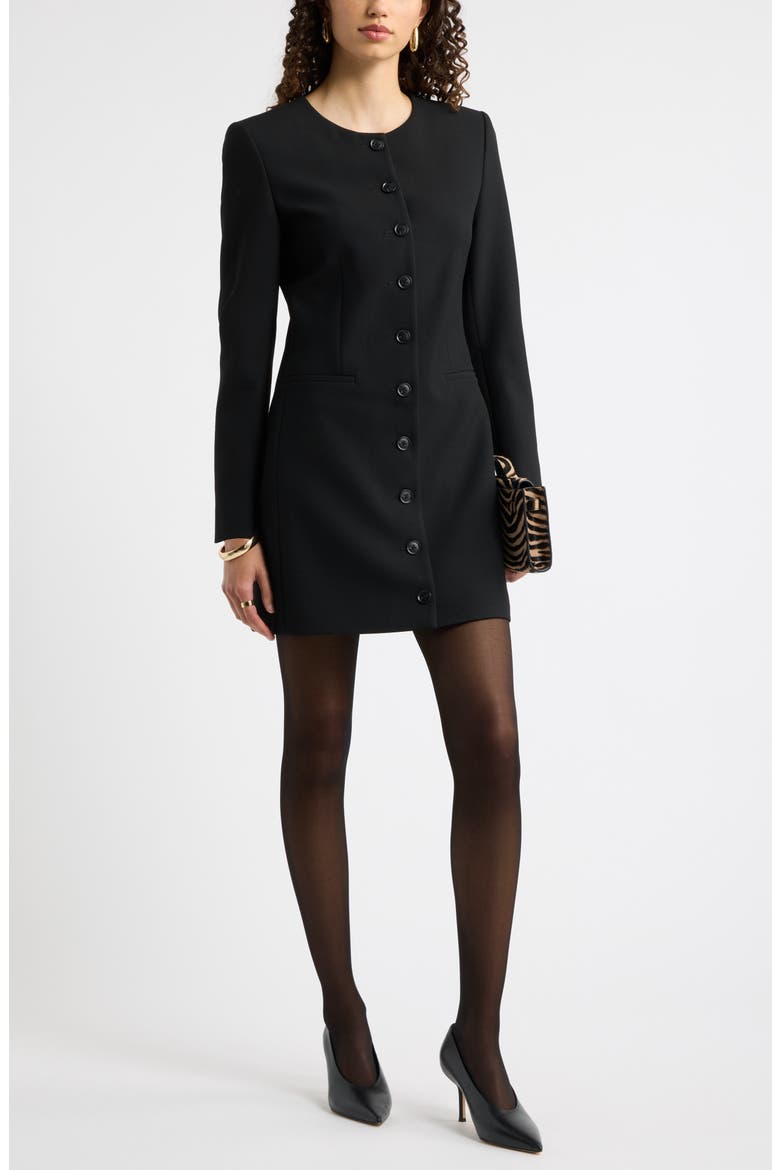 Collarless Blazer Minidress, Alternate, color, BLACK