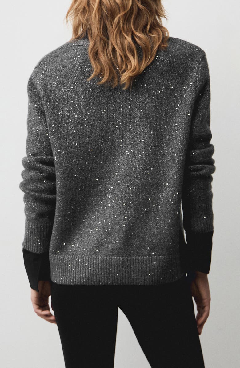 MANGO Sequin V-Neck Sweater, Alternate, color,