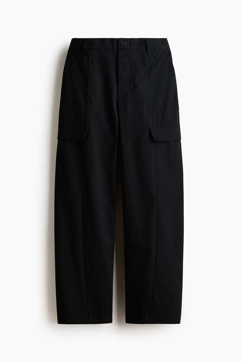 Barrel-leg Cargo Pants, Alternate, color, Black