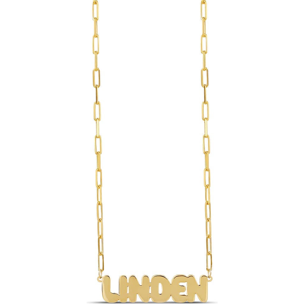 Shymi Bubble Letter Script Necklace In Gold