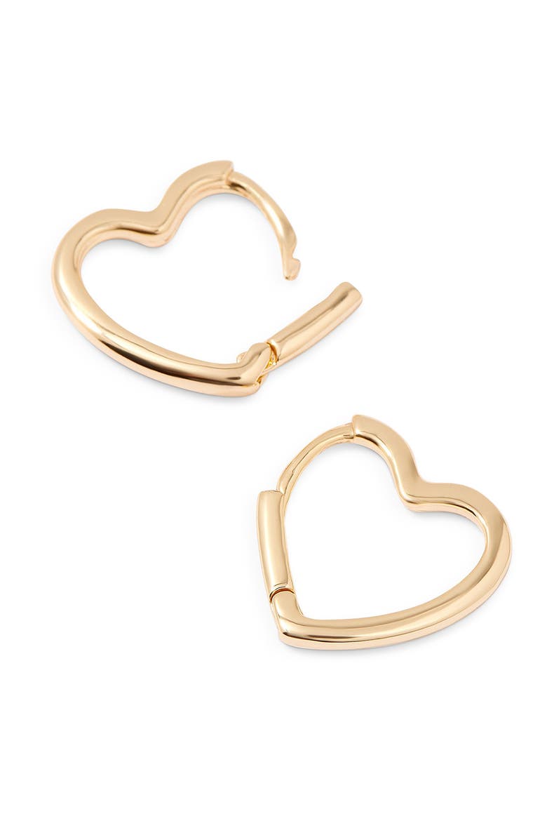 Minnie Heart Hoop Earrings, Alternate, color, GOLD