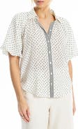 MAX STUDIO Boyfriend Fit Bubble Sleeve Button-Up Shirt