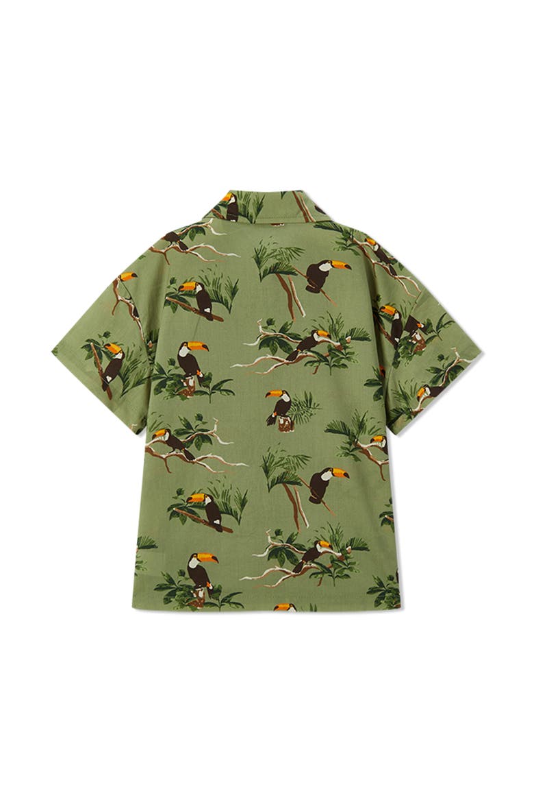 Collar Button-Up Shirt and Shorts Set, Alternate, color, Toucan