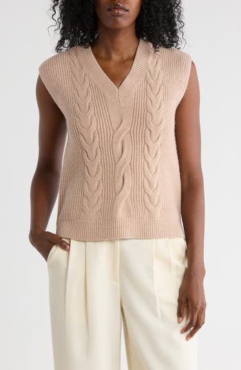 Cyrus Cable Knit Sweater Vest In Gold