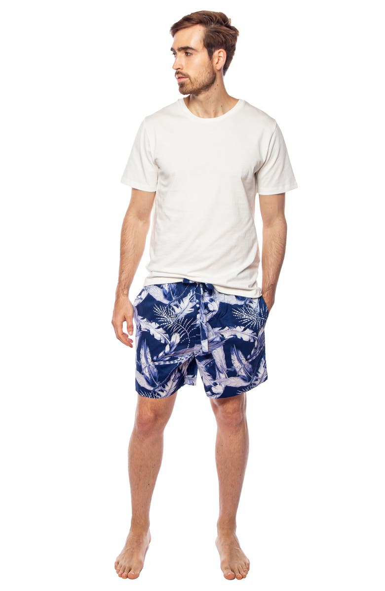 The Lazy Poet Plume Leaf Print Pajama Shorts, Alternate, color,