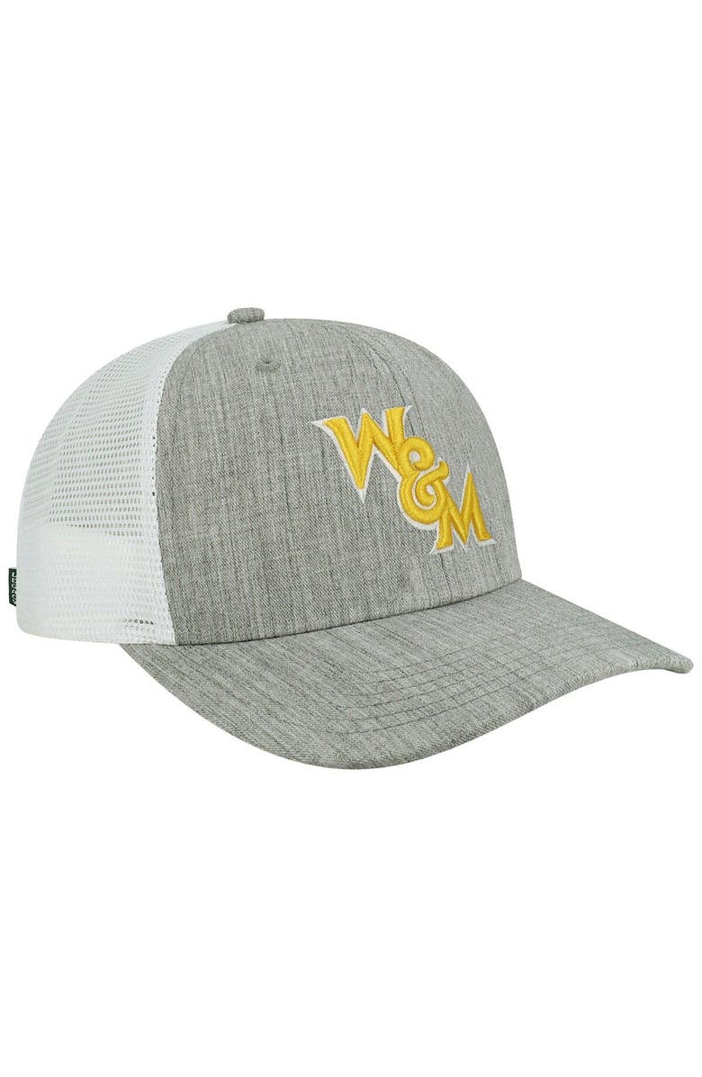 LEGACY ATHLETIC Men's Legacy Athletic Heather Gray/White William & Mary Tribe The Champ Trucker Snapback Hat, Alternate, color, 