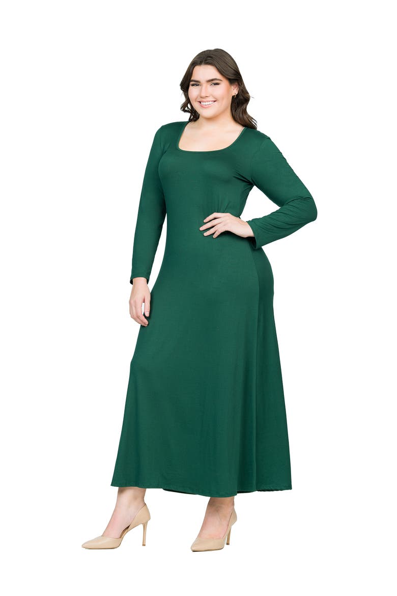 Plus Size Womens Long Sleeve  Maxi Dress, Alternate, color, Forest