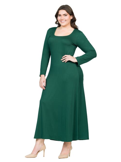 24seven Comfort Apparel Plus Size Womens Long Sleeve Maxi Dress In Green