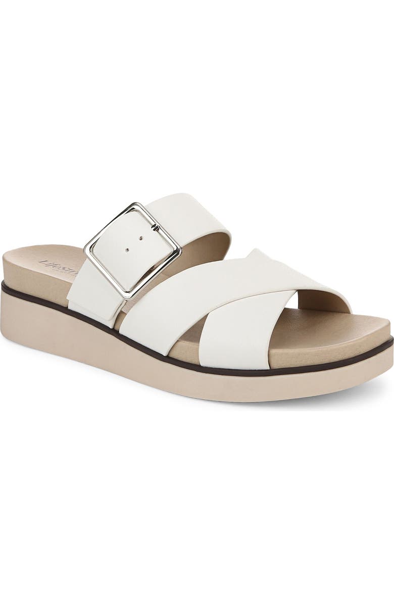 LifeStride Getaway Platform Slide Sandal, Main, color, White