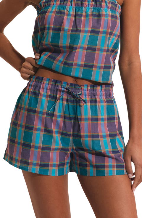 Vagabonde Plaid Cotton Sleep Shorts
