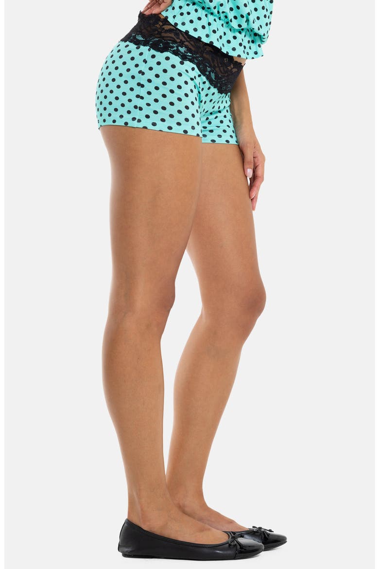 Polka Dot Lace Mini Shorts, Alternate, color, TURQUOISE