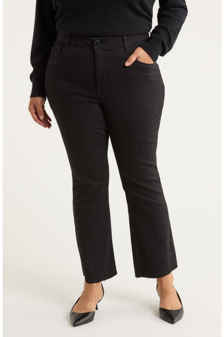 Bennett High Waist Diamante Detail Bootcut Jeans, Main, color, BLACK