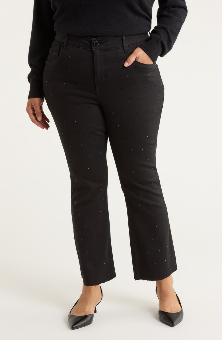 Wit & Wisdom Bennet High Waist Diamante Detail Bootcut Jeans, Main, color, Black