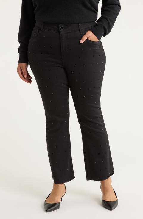 Bennet High Waist Diamante Detail Bootcut Jeans (Plus)