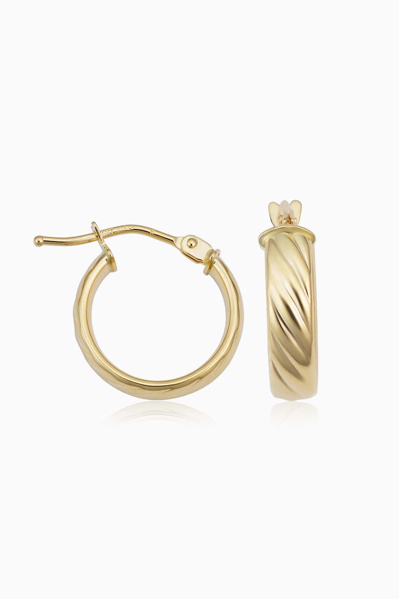 14K Yellow Gold With A Twist Mini Hoops, Main, color, Yellow Gold