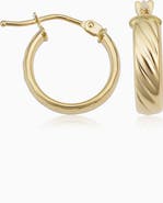 Oradina 14K Yellow Gold With A Twist Mini Hoops