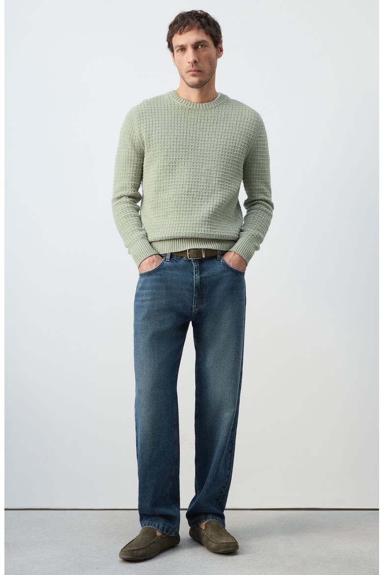 Crewneck Open Knit Sweater, Alternate, color, MINT GREEN