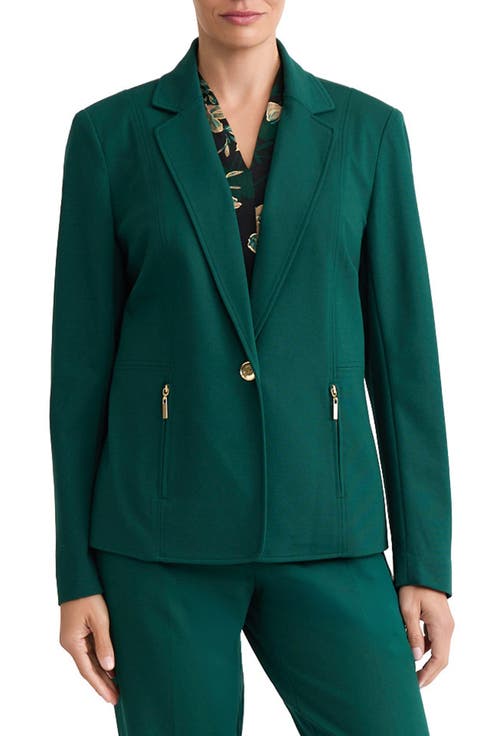 Notch Lapel Zip Pocket Blazer