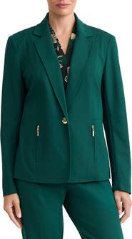 KASPER Notch Lapel Zip Pocket Blazer