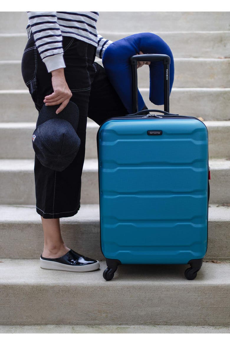 Omni PC Hardside Expandable 24" Medium Checked Spinner Luggage, Alternate, color, Caribbean Blue