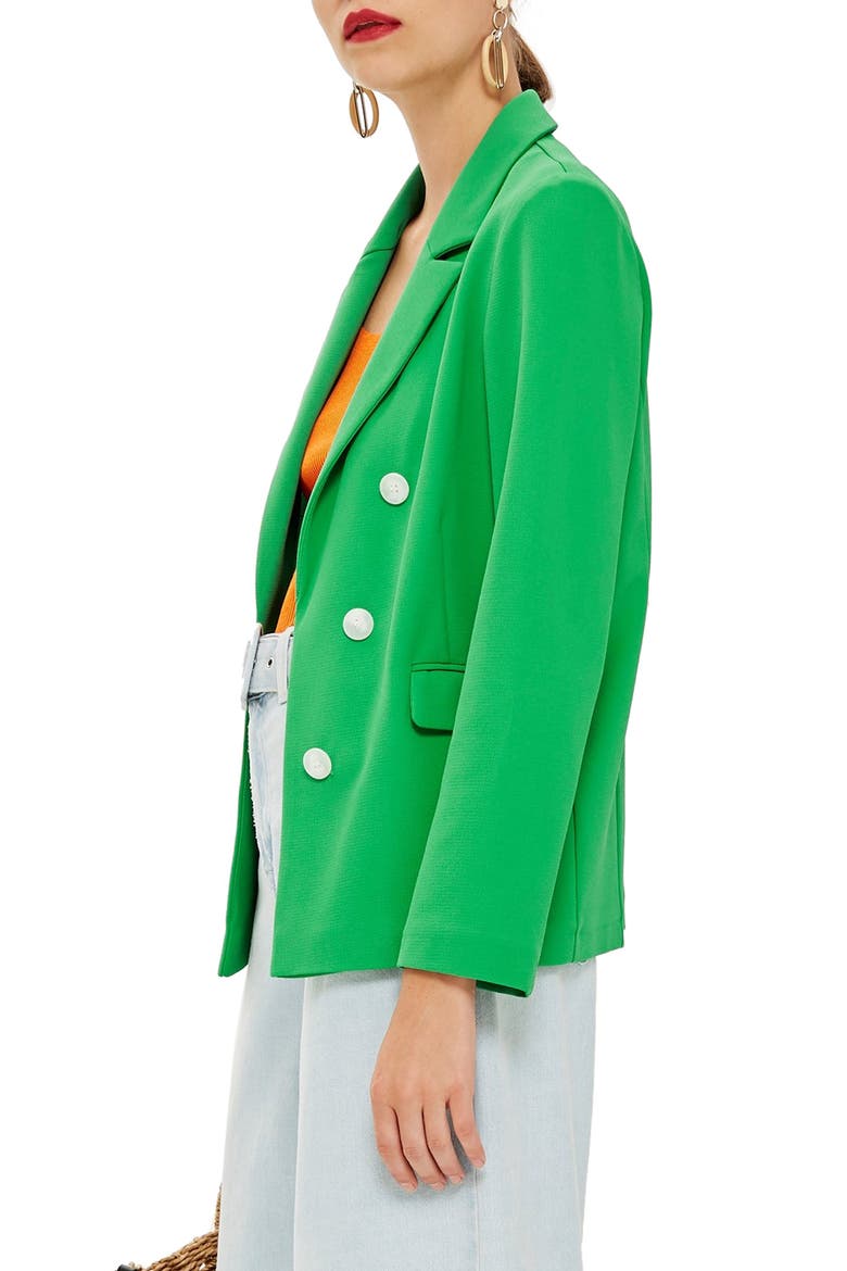 Bonded Double Breasted Jacket, Alternate, color, GREEN