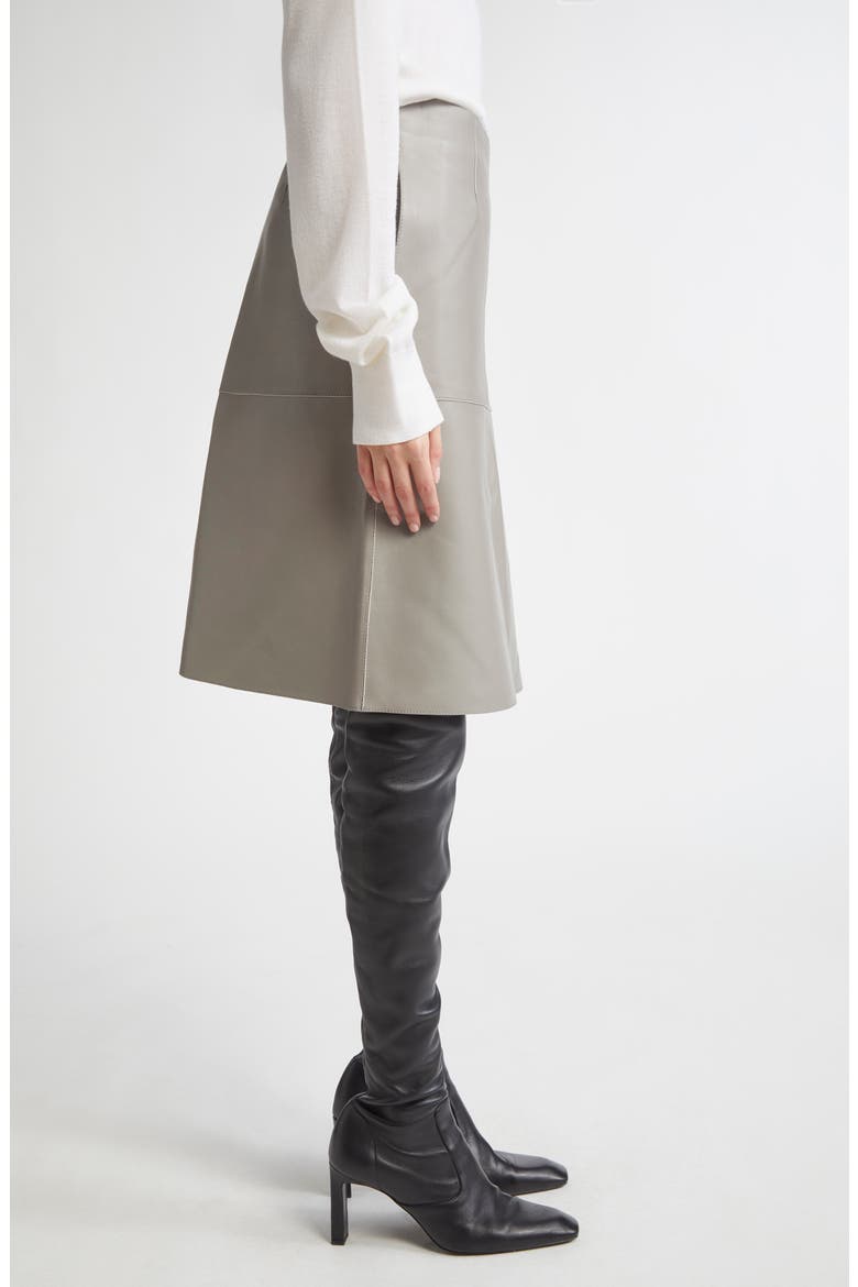 Panelled Lambskin Leather Skirt, Alternate, color, GREY