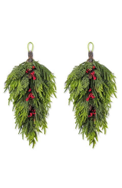Set of 2 31.5"H Christmas Dripping Teardrop