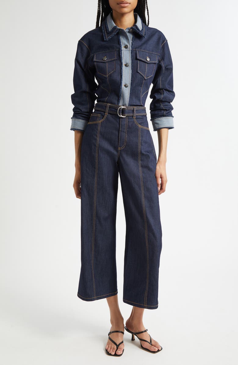 Cinq à Sept Canyon Crop Denim Jacket, Alternate, color, Indigo