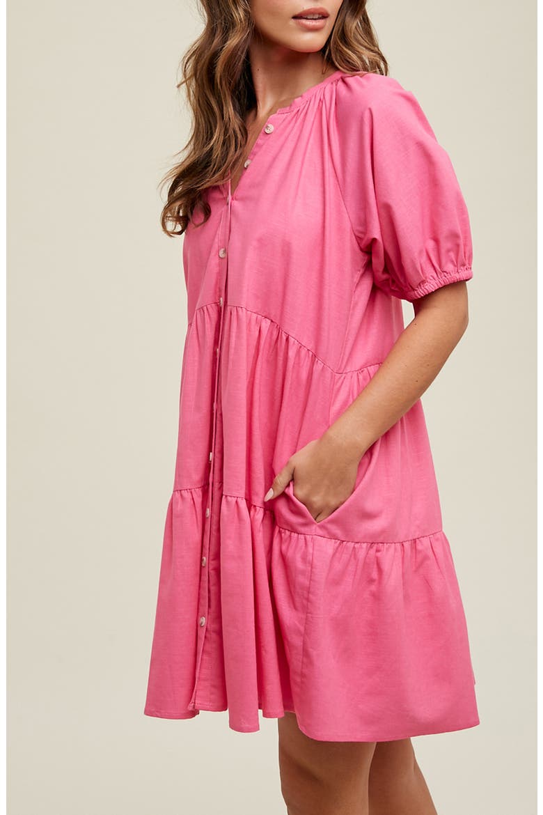 Button Front Tiered Dress, Alternate, color, PUNCH