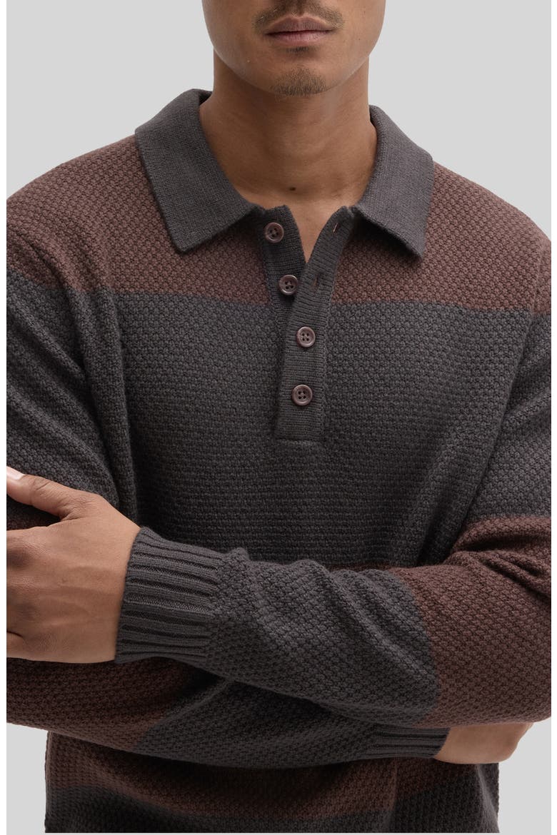 Sylvestro Long Sleeve Polo Sweater, Alternate, color, ESPRESSO