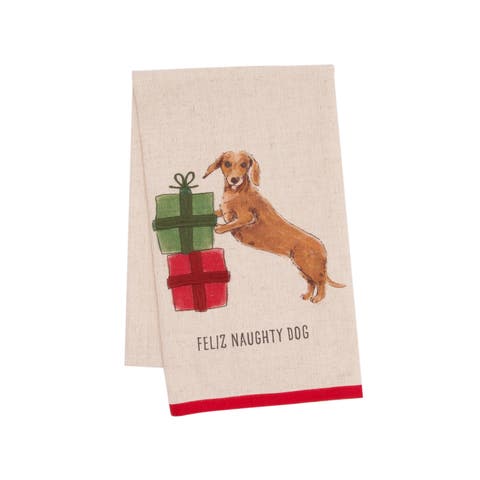 Naughty Dachshund Pet Christmas Towel