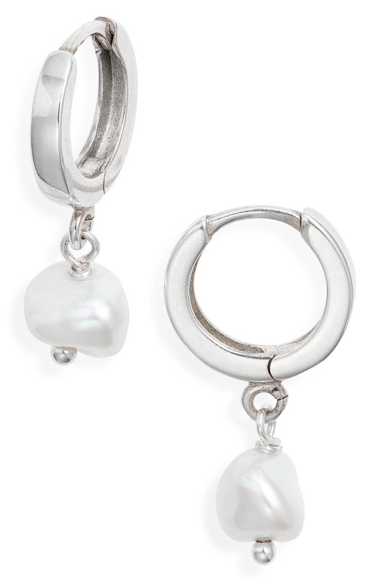 Child of Wild Josefine Freshwater Pearl Hoop Earrings, Main, color, Silver