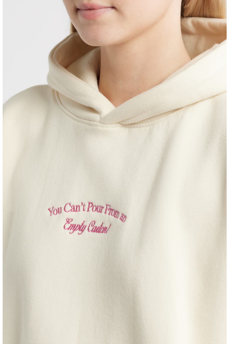 You Can't Pour Embroidered Cotton Blend Hoodie, Alternate, color, CREAM