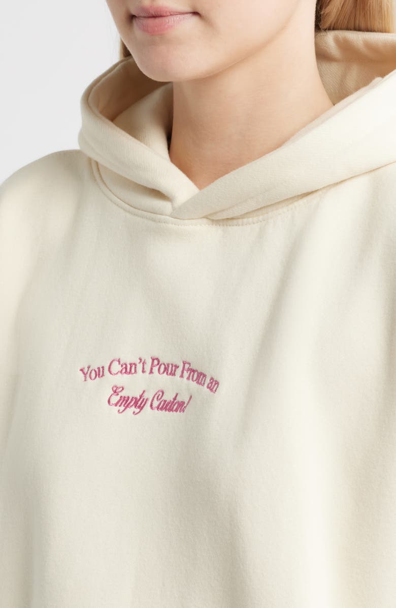 HAPPY CAMP3R You Can't Pour Embroidered Cotton Blend Hoodie, Alternate, color, Cream