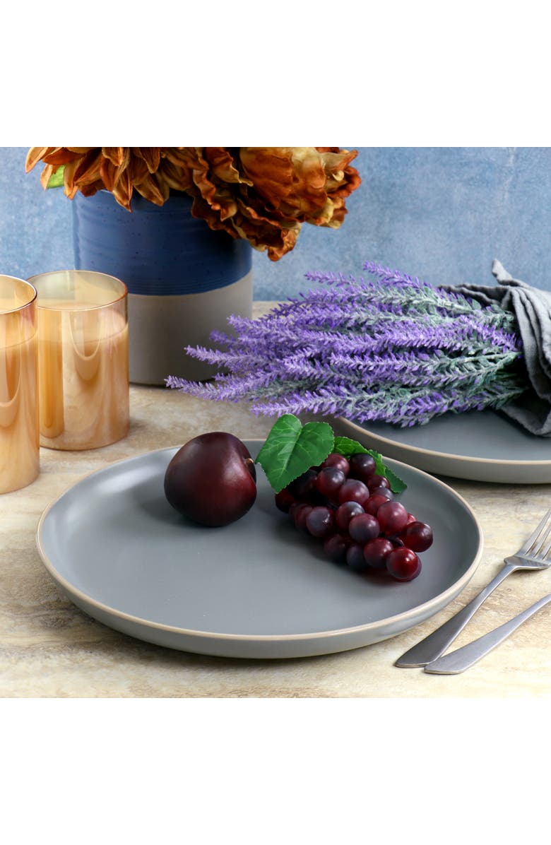 Gibson Home Rockaway 2 Piece 10.5 Inch Round Stoneware Dinner Plate Set, Alternate, color, Grey