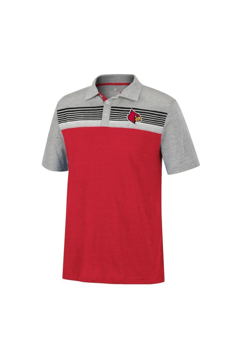 Men's Colosseum Red/Heathered Gray Louisville Cardinals Caddie Polo, Alternate, color, Red