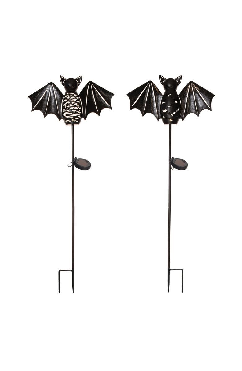 Transpac Metal Bat Yard Stake Set of Halloween Decorations Outdoor, Main, color, Black